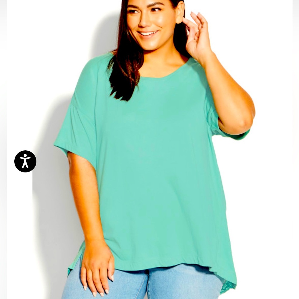 NWT Avenue embroidered top in aqua size 20